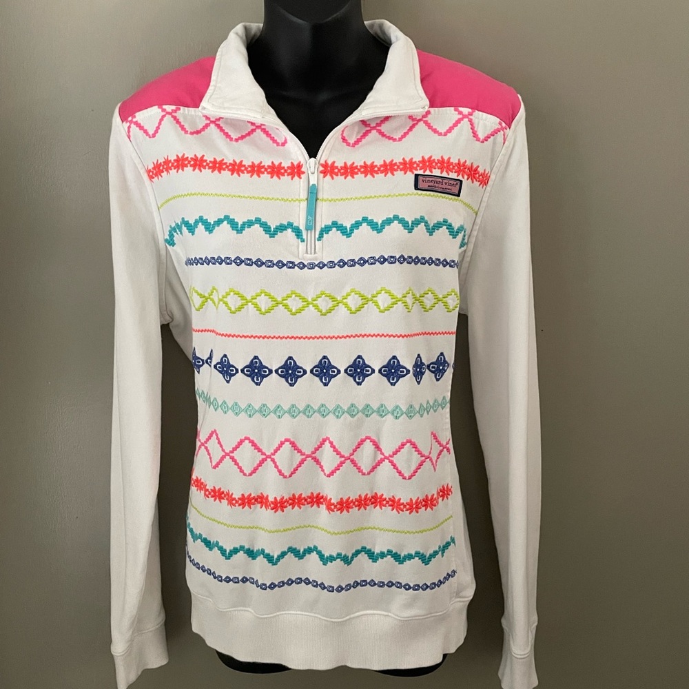 Vineyard Vines Quarter Zip White Sweatshirt